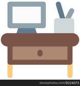 Desktop and bureau setup for secretarial work