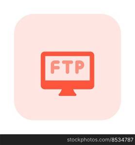 Desktop computer connected to FTP server for data file transfer