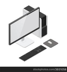 Desktop computer detailed isometric icon. Desktop computer detailed isometric icon vector graphic illustration