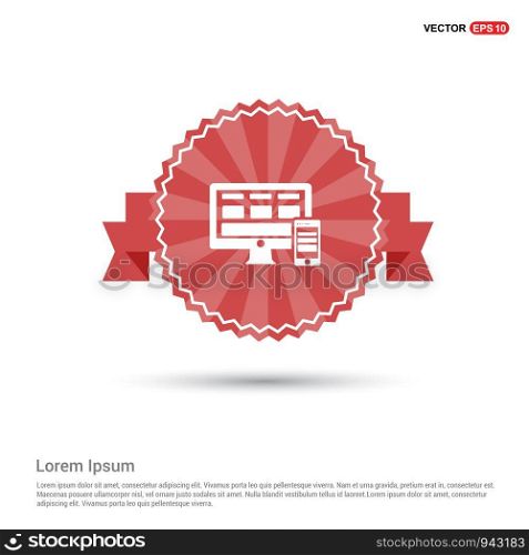 Desktop Computer Icon - Red Ribbon banner