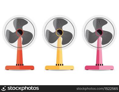 Desktop electric fan icon, Home appliances electric fan elements, isoleted on white background vector illustration