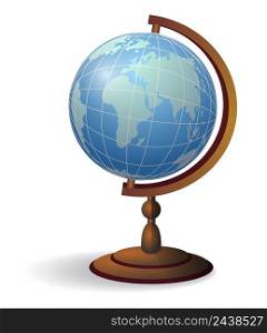 Desktop globe realistic vector illustration. Geography, education concept. Design element for banners, posters, leaflets and brochures.