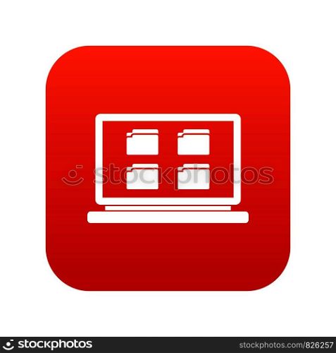 Desktop icon digital red for any design isolated on white vector illustration. Desktop icon digital red