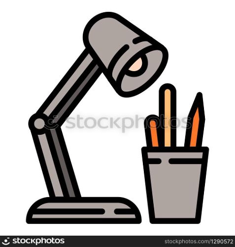 Desktop lamp icon. Outline desktop lamp vector icon for web design isolated on white background. Desktop lamp icon, outline style