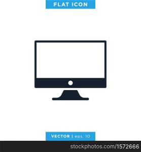 Desktop Monitor Icon Vector Design Template.