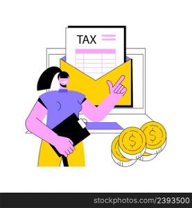 Desktop tax filing software abstract concept vector illustration. Tax software program, company accounting, at-home preparation and filing documents, income statement, IRS form abstract metaphor.. Desktop tax filing software abstract concept vector illustration.