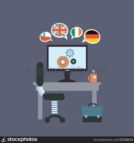 desktop translator illustration. Flat modern style vector design