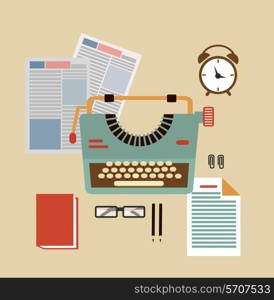 desktop typists illustration illustration. Flat modern style vector design