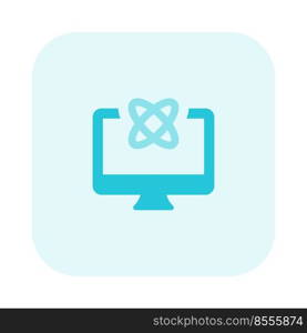 Desktop with atom designing isolated on a white background