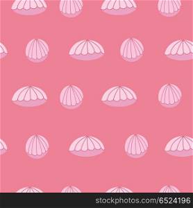 Dessert. Cake. Seamless pattern.. Seamless pattern on pink background. Pink marshmallow. Delicate French dessert. Vector clip art in cartoon style.