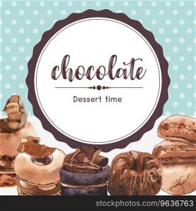 Dessert frame design with chocolate cake cupcake Vector Image