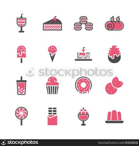 Dessert icon set in flat design .Vector illustration