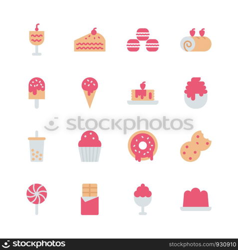 Dessert icon set in flat design .Vector illustration