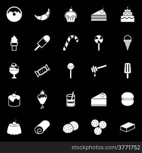 Dessert icons on black background, stock vector