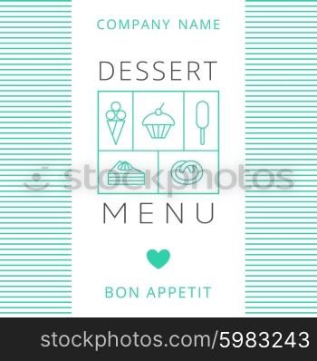 Dessert Menu Card Design template. Vector illustration.