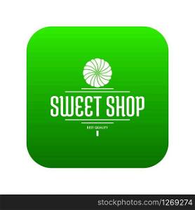 Dessert shop icon green vector isolated on white background. Dessert shop icon green vector