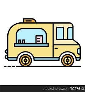 Dessert street vehicle icon. Outline dessert street vehicle vector icon color flat isolated. Dessert street vehicle icon color outline vector