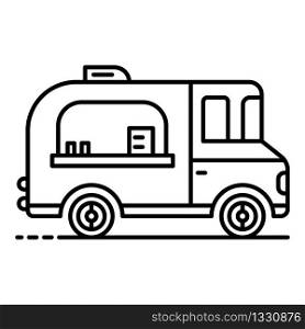 Dessert street vehicle icon. Outline dessert street vehicle vector icon for web design isolated on white background. Dessert street vehicle icon, outline style