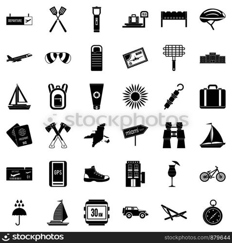 Destination icons set. Simple style of 36 destination vector icons for web isolated on white background. Destination icons set, simple style