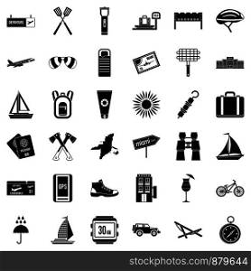 Destination icons set. Simple style of 36 destination vector icons for web isolated on white background. Destination icons set, simple style