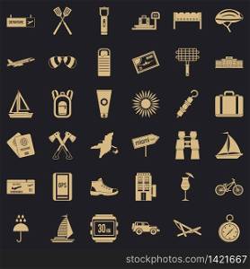 Destination icons set. Simple style of 36 destination vector icons for web for any design. Destination icons set, simple style