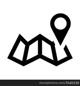 Destination marker on map, icon on isolated background