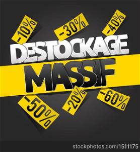 Destockage: french translation for destocking banner, flyer or poster design template