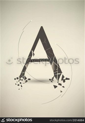 Destroyed Letter A. Retro Poster