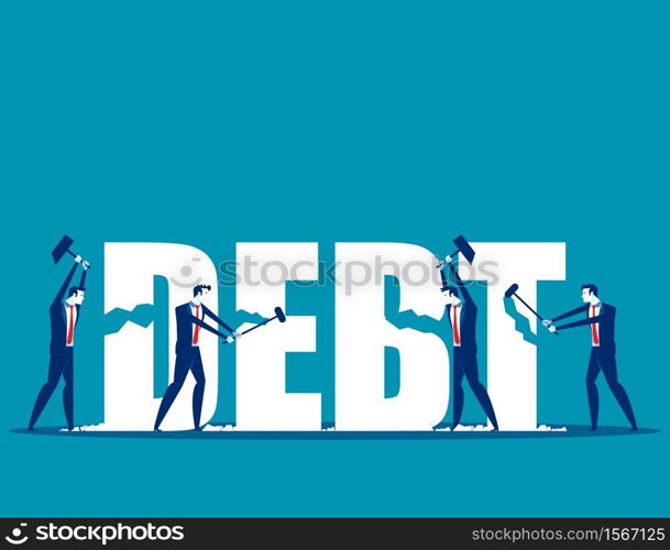 Destruction of debt. Concept business vector, Debt settlement, Achievement, Successful.