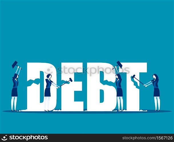 Destruction of debt. Concept business vector, Debt settlement, Achievement, Successful.