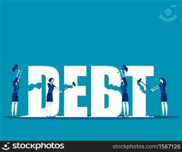 Destruction of debt. Concept business vector, Debt settlement, Achievement, Successful.