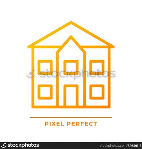 Detached house pixel perfect gradient linear vector icon. Stand alone home. Single family residence. Real estate. Thin line color symbol. Modern style pictogram. Vector isolated outline drawing. Detached house pixel perfect gradient linear vector icon
