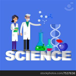 Detailed character scientis, laboratory technician scientis, Biotechnology scientis, genetic engineering scientis, nanotechnology and genetic modification scientis. Selfie shots family and couples vector