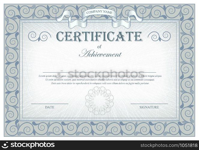 Detailed gray vintage cerificate with flags and flourishes. Vector illustration. Detailed gray vintage cerificate with flags and flourishes