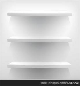 Detailed illustration of white shelves with light. + EPS10 vector file