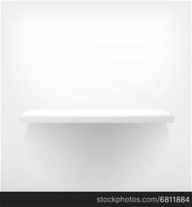 Detailed illustration of white shelves with light from the top. EPS 10. Detailed illustration of white shelves.