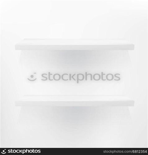 Detailed illustration of white shelves with light from the top. + EPS10 vector file