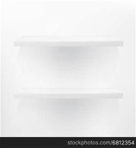 Detailed illustration of white shelves with light from the top. + EPS10 vector file