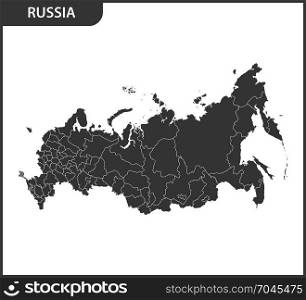 Detailed map of Russia with regions. The Russian Federation with the Crimea as a disputed territory