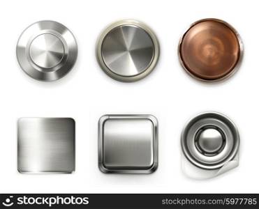Detailed metal buttons, set