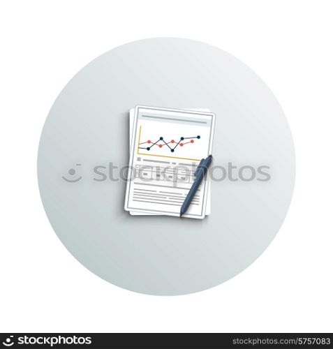 Detailed modern app icon of pen and chart. Business concept of analyzing. Office and business work elements