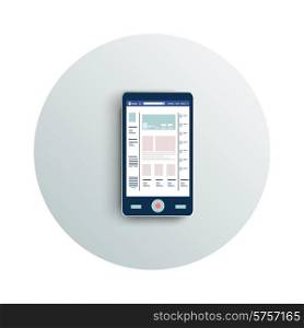 Detailed modern app icon of smartphone business concept on white background. Office and business work elements