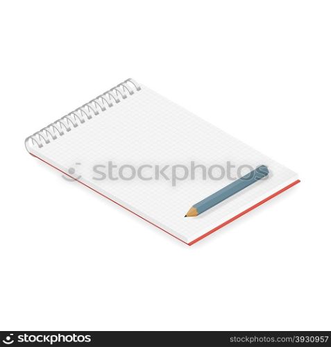 Detailed notebook isometric . Detailed notebook isometric vector graphic illustration design