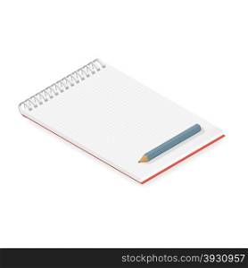 Detailed notebook isometric . Detailed notebook isometric vector graphic illustration design