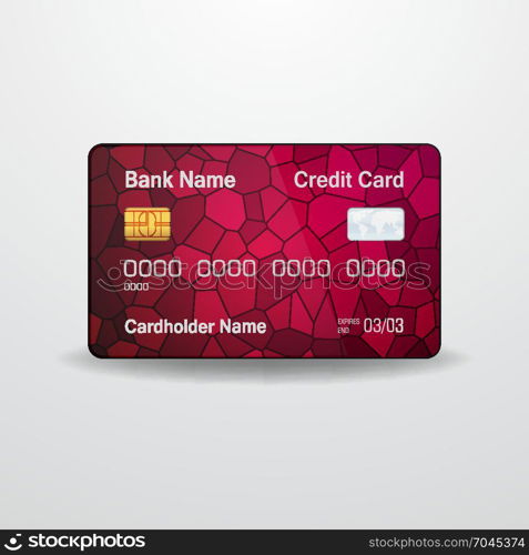 Detailed realistic vector credit card. Front side. Money, payment symbol