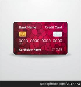 Detailed realistic vector credit card. Front side. Money, payment symbol