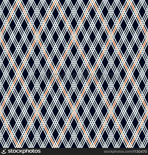 Detailed Rhomb seamless illustration pattern as a tartan plaid mainly in blue and white colors