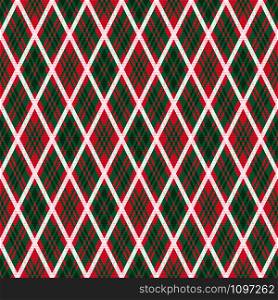 Detailed Rhomb seamless illustration pattern as a tartan plaid mainly in red and green colors with white lines