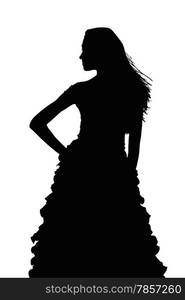 Detailed Silhouette of Slim Girl Posing at Beauty Pageant