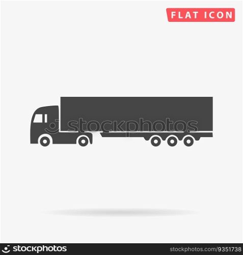 Detailed trucks silhouettes. Simple flat black symbol. Vector illustration pictogram
